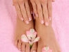 close-ups of beautiful female legs and hands - beauty treatment